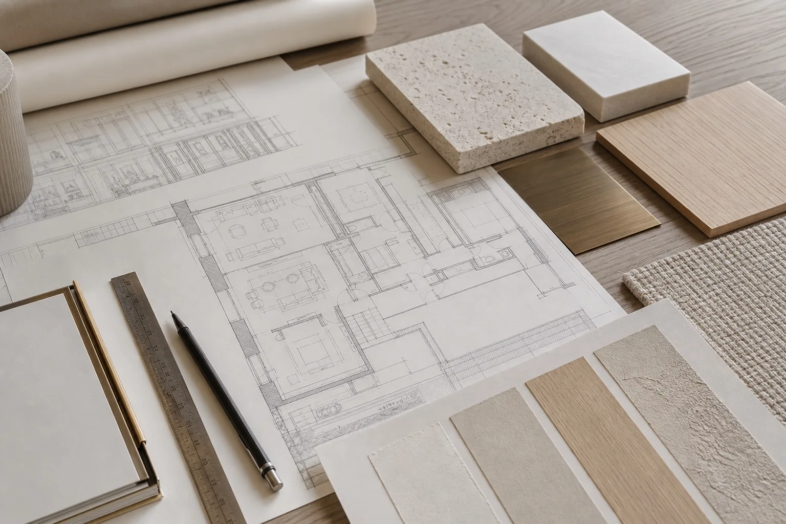 Plans d’architecture et sélection de matériaux pour une rénovation d’appartement à Paris Plans d’architecture et sélection de matériaux pour une rénovation d’appartement à Paris