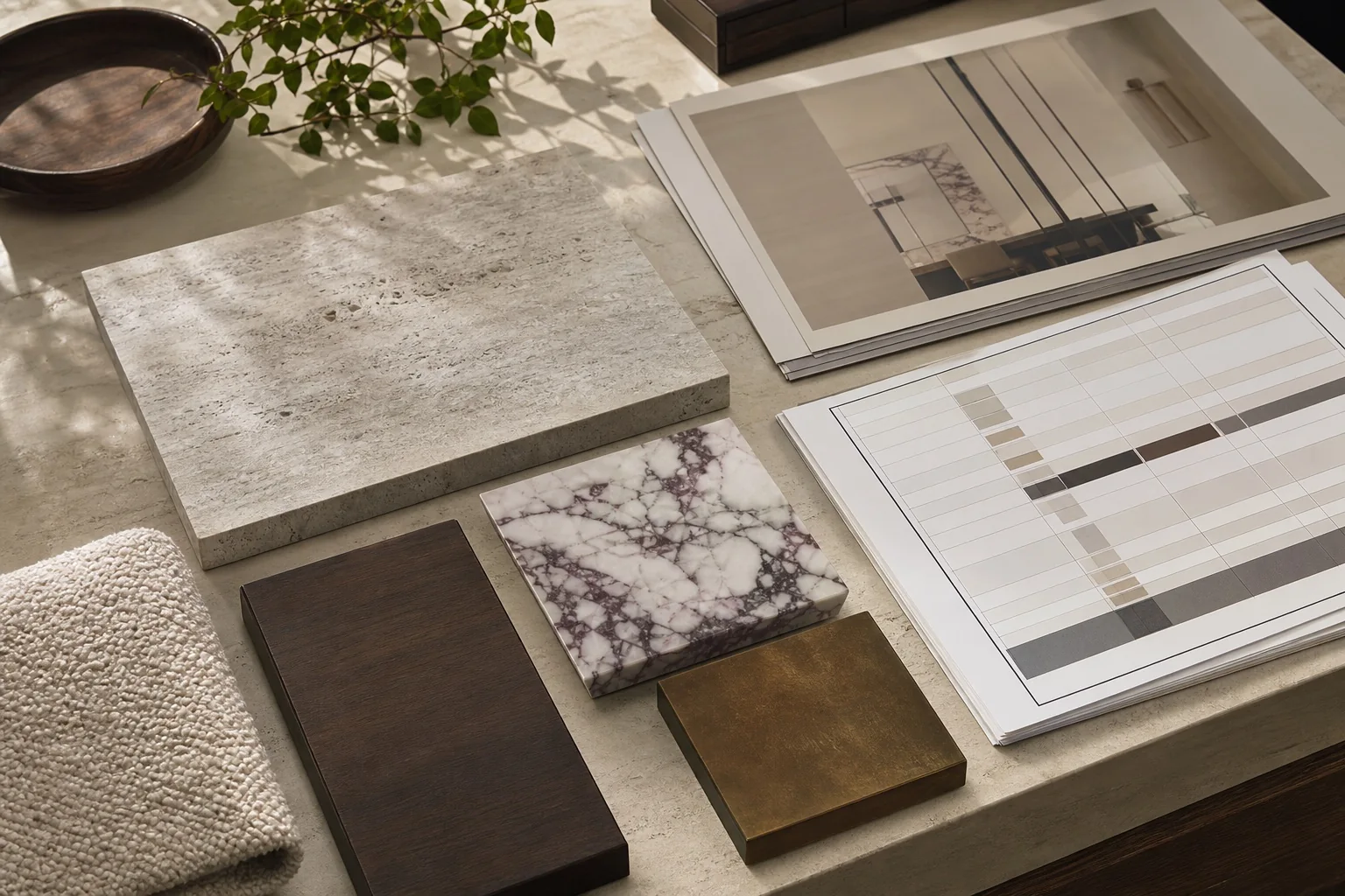 Sélection de pierre, bois, textile et bronze pour maîtriser le coût des matériaux de rénovation